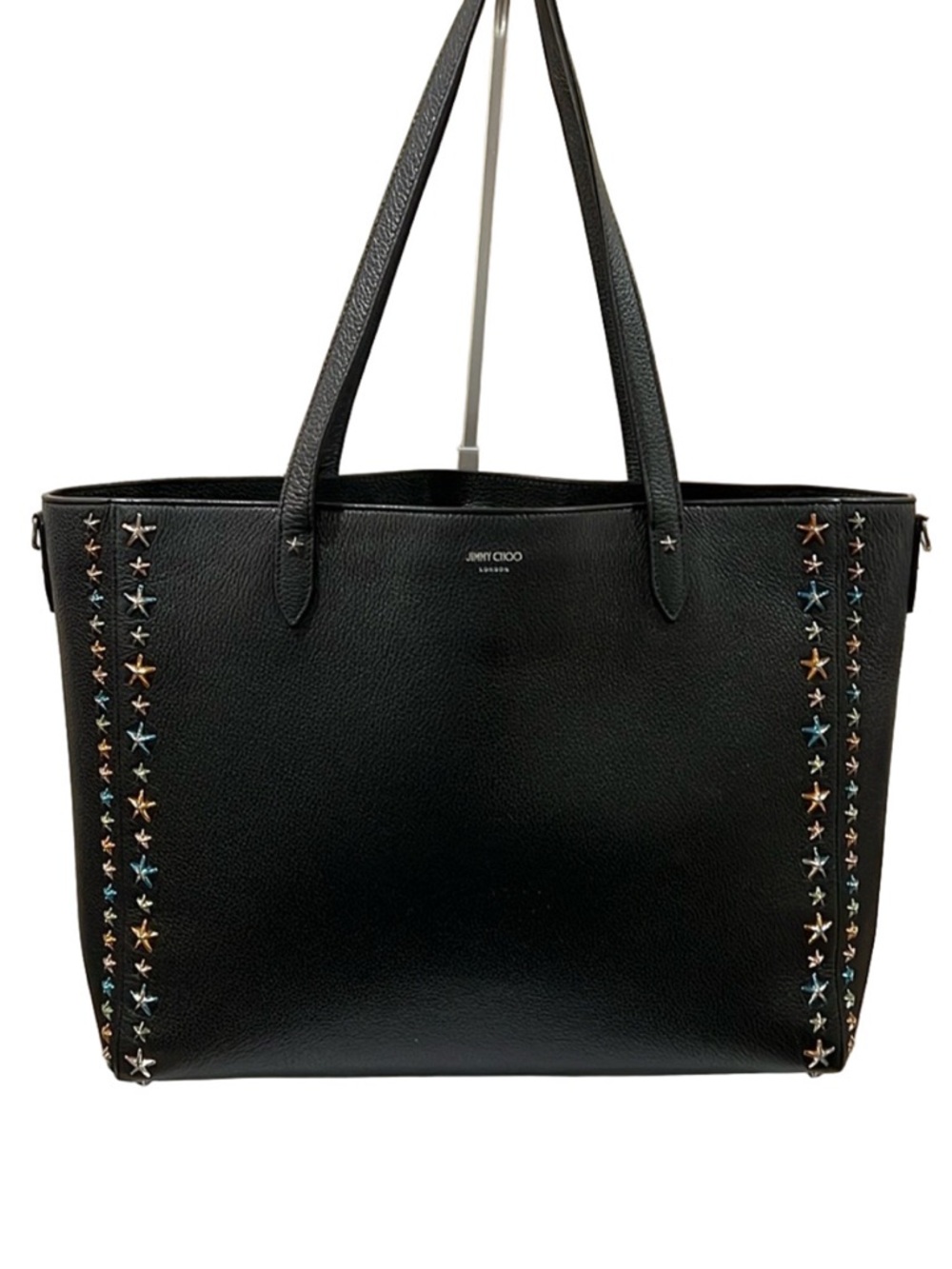 Jimmy Choo Navy Blue Leather Star Tote Bag